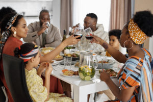Family having dinner and celebrating