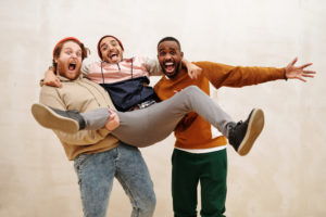 Multiracial men in a fun photoshoot