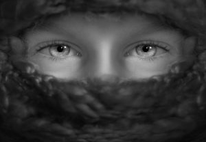 Person s eye grayscale portrait photography
